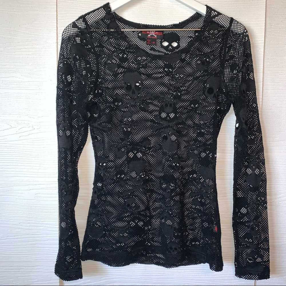 Royal Bones Black Skulls Mesh Top